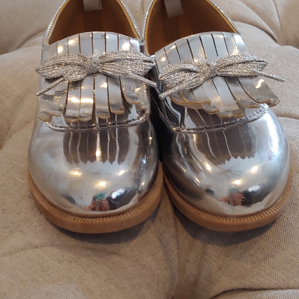 Girls Silver Loafers